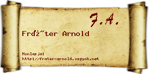 Fráter Arnold névjegykártya