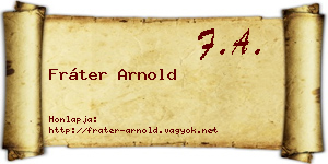 Fráter Arnold névjegykártya